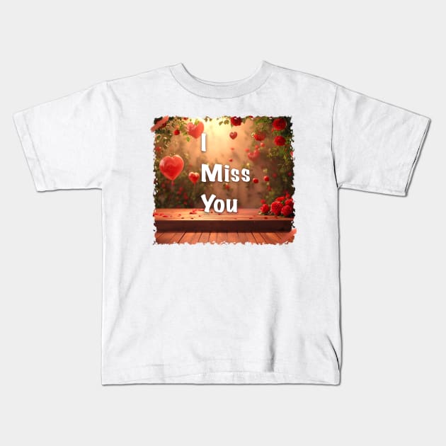 I miss you with Valentine Day Greeting Kids T-Shirt by Black Cat